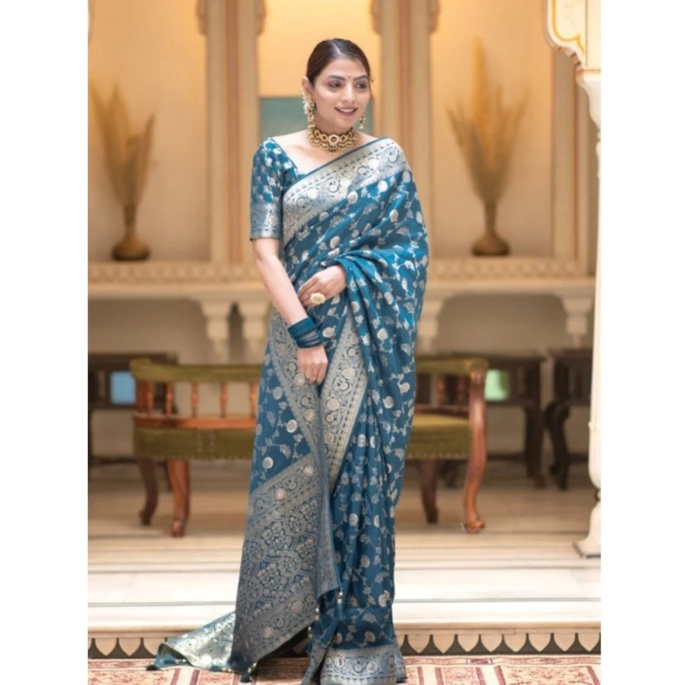 54464940452_cf2df9eed2_o_d-1000x1000-1.webp Generic Women's Silk Printed Saree With Unstitched Blouse 5.5Mtr (Rama) - Image 1