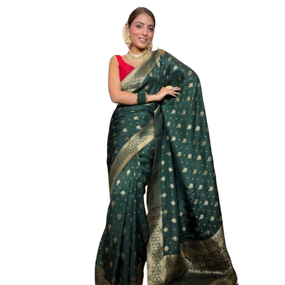 54465779161_01ff9e34da_o_d-1000x1000-1.webp Generic Women's Silk Printed Saree With Unstitched Blouse 5.5Mtr (Green) - Image 1