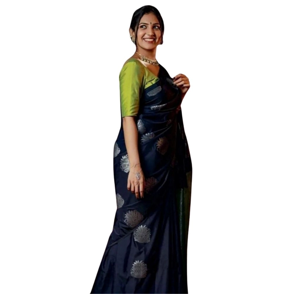 54465779266_6c98c39e7b_o_d-1000x1000-1.webp Generic Women's Silk Printed Saree With Unstitched Blouse 5.5Mtr (Navy Blue) - Image 1