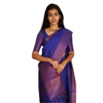 Generic Women's Silk Printed Saree With Unstitched Blouse 5.5Mtr (Blue)
