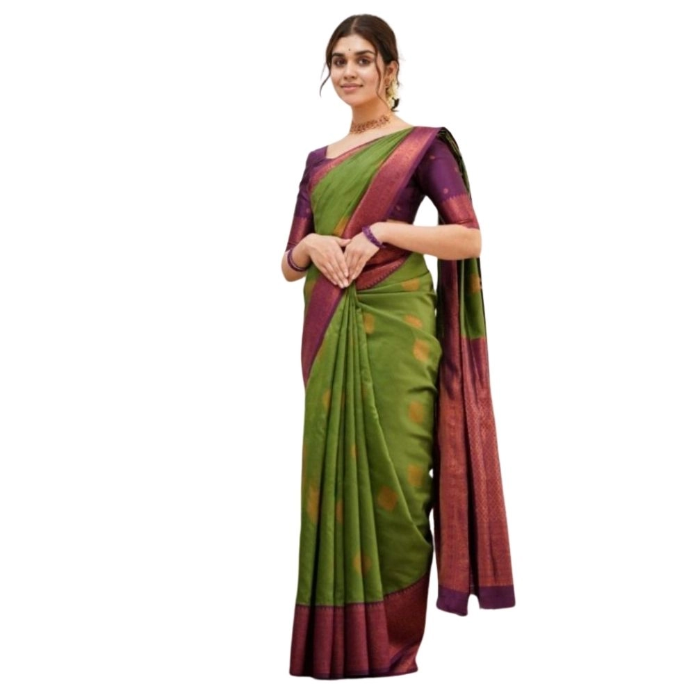 54465972774_6cc1866d77_o_d-1000x1000-1.webp Generic Women's Silk Printed Saree With Unstitched Blouse 5.5Mtr (Green) - Image 1