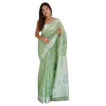 Generic Women's Cotton  Printed Saree With Unstitched Blouse 5.5Mtr (Pista)