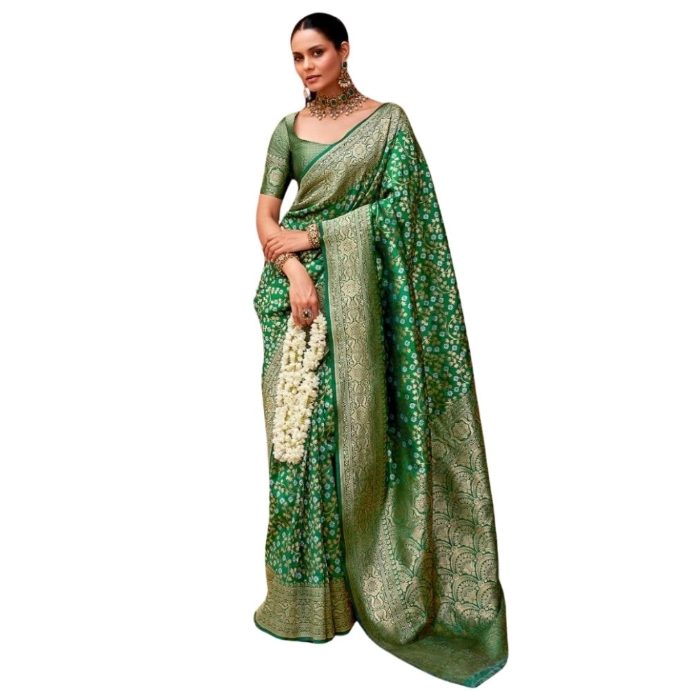 54465972889_e3ef6308c3_o_d-1000x1000-1.webp Generic Women's Silk Printed Saree With Unstitched Blouse 5.5Mtr (Green) - Image 1