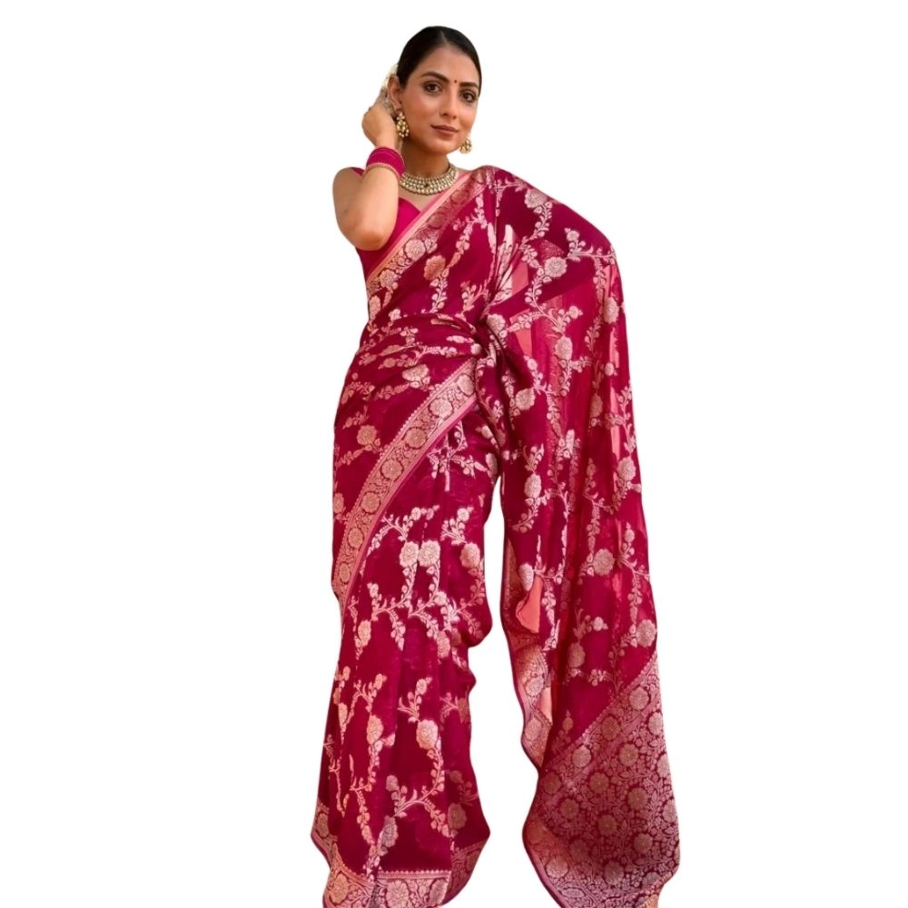 54465973214_a5f3589ce7_o_d-1000x1000-1.webp Generic Women's Silk Printed Saree With Unstitched Blouse 5.5Mtr (Pink) - Image 1