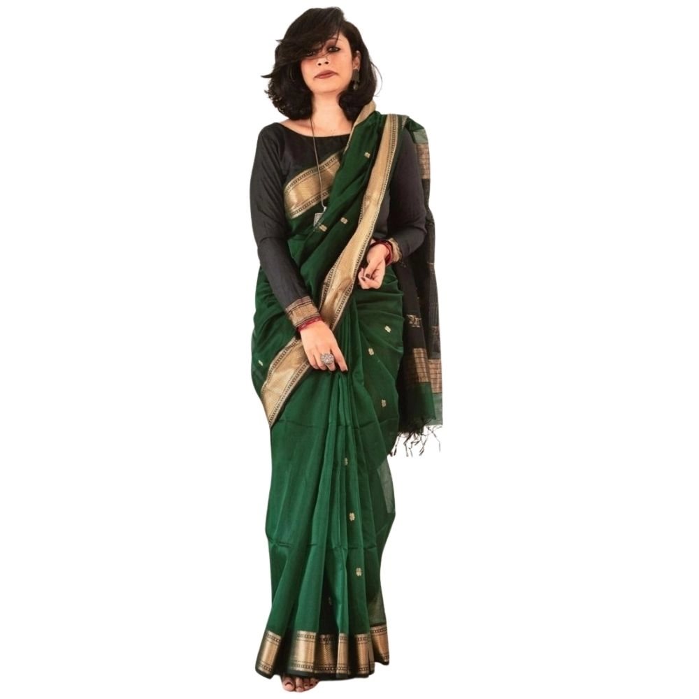 54465973949_b5ce6e41d7_o_d-1000x1000-1.webp Generic Women's Silk Printed Saree With Unstitched Blouse 5.5Mtr (Dark Green) - Image 1