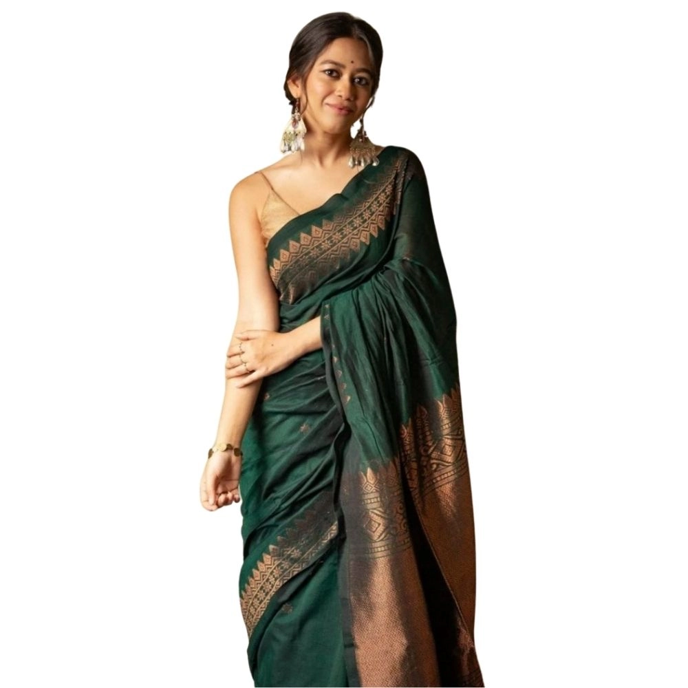 54465974084_5746cab96c_o_d-1000x1000-1.webp Generic Women's Silk Printed Saree With Unstitched Blouse 5.5Mtr (Green) - Image 1