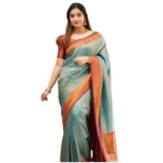 Generic Women's Silk Printed Saree With Unstitched Blouse 5.5Mtr (Rama)