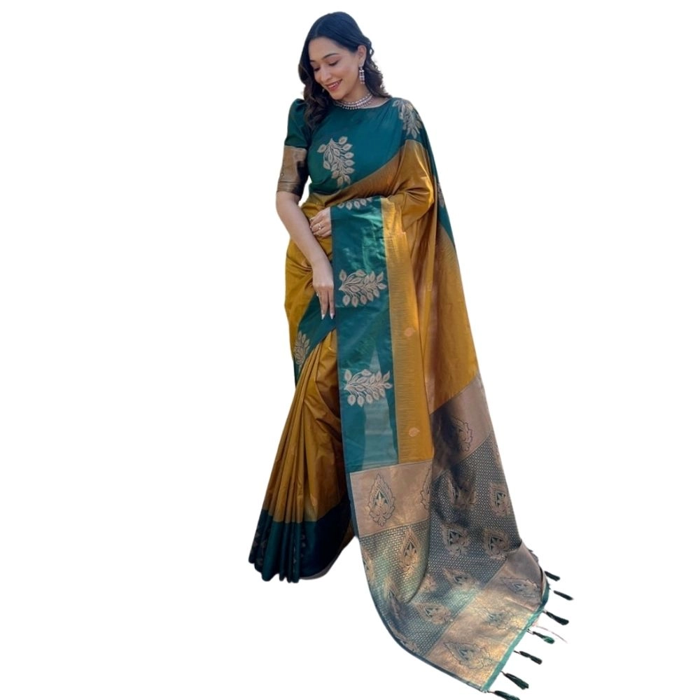 54466035133_524da5dc54_o_d-1000x1000-1.webp Generic Women's Silk Printed Saree With Unstitched Blouse 5.5Mtr (Yellow) - Image 1