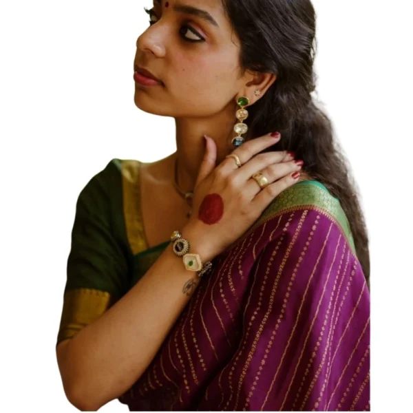 Generic Women's Silk Printed Saree With Unstitched Blouse 5.5Mtr (Wine)