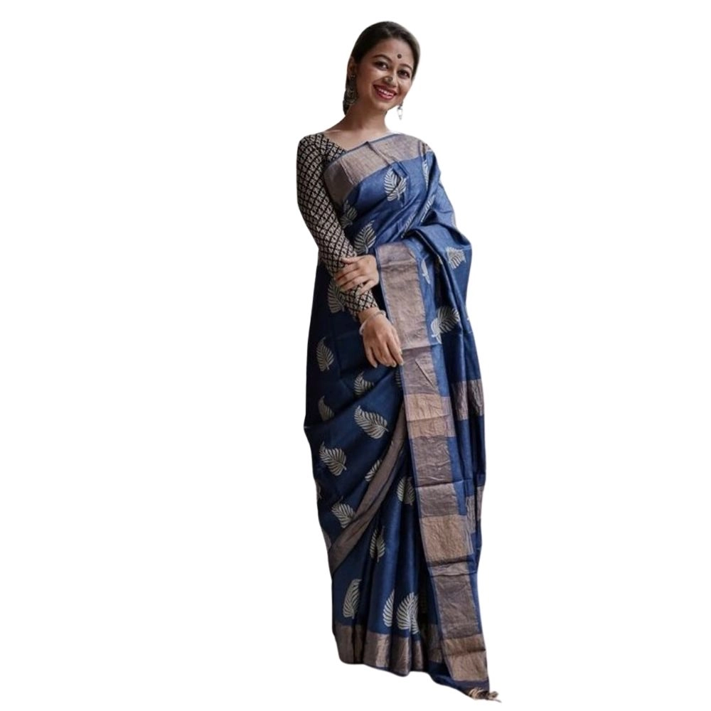 54466035843_1b14b4aa50_o_d-1000x1000-1.webp Generic Women's Silk Printed Saree With Unstitched Blouse 5.5Mtr (Navy Blue) - Image 1