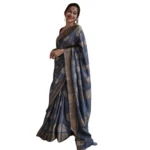 Generic Women's Silk Printed Saree With Unstitched Blouse 5.5Mtr (Grey)