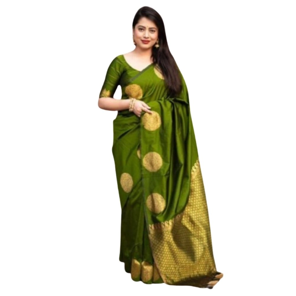 54466128895_63b0637fcd_o_d-1000x1000-1.webp Generic Women's Silk Printed Saree With Unstitched Blouse 5.5Mtr (Green) - Image 1