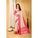 Generic Women's Soft Cotton Silk Printed Saree With Unstitched Blouse 5.5Mtr (Pink)