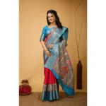 Generic Women's Soft Dola Cotton Kalamkari Printed Saree With Unstitched Blouse 5.5Mtr (Pink) - Image 2