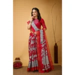 Generic Women's Soft Handloom Cotton Kalamkari Printed Saree With Unstitched Blouse 5.5Mtr (Pink) - Image 2