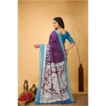 Generic Women's Soft Handloom Cotton Kalamkari Printed Saree With Unstitched Blouse 5.5Mtr (Purple) - Image 3