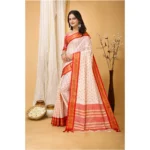 Generic Women's Soft Cotton Silk Printed Saree With Unstitched Blouse 5.5Mtr (Red) - Image 4