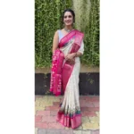 Generic Women's Soft Dola Cotton Kalamkari Printed Saree With Unstitched Blouse 5.5Mtr (White) - Image 3