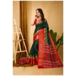 Generic Women's Soft Dola Cotton Kalamkari Printed Saree With Unstitched Blouse 5.5Mtr (Green) - Image 4