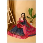 Generic Women's Soft Dola Cotton Kalamkari Printed Saree With Unstitched Blouse 5.5Mtr (Grey) - Image 2