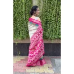 Generic Women's Soft Dola Cotton Kalamkari Printed Saree With Unstitched Blouse 5.5Mtr (White) - Image 2