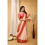 Generic Women's Soft Cotton Silk Printed Saree With Unstitched Blouse 5.5Mtr (Red) - Image 2