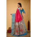 Generic Women's Soft Dola Cotton Kalamkari Printed Saree With Unstitched Blouse 5.5Mtr (Pink) - Image 3