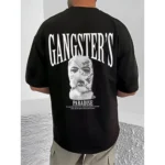 Generic Men's Casual Cotton Blend Printed Round Neck Half Sleeve T-Shirt (Black) - Image 4