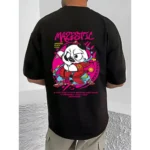 Generic Men's Casual Cotton Blend Printed Round Neck Half Sleeve T-Shirt (Black) - Image 4