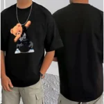 Generic Men's Casual Cotton Blend Printed Round Neck Half Sleeve T-Shirt (Black) - Image 3