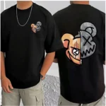 Generic Men's Casual Cotton Blend Printed Round Neck Half Sleeve T-Shirt (Black) - Image 3