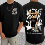 Generic Men's Casual Cotton Blend Printed Round Neck Half Sleeve T-Shirt (Black) - Image 3