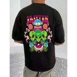 Generic Men's Casual Cotton Blend Printed Round Neck Half Sleeve T-Shirt (Black) - Image 4