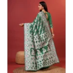 Generic Women's Cotton Silk Printed Saree With Unstitched Blouse 5.5Mtr (Green) - Image 4