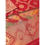 Generic Women's Banarasi Silk Printed Unstitched Salwar Suit Material With Dupatta (Red, 3Mtrs) - Image 2