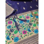 Generic Women's Banarasi Silk Printed Unstitched Salwar Suit Material With Dupatta (Navy Blue, 3Mtrs) - Image 3