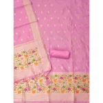 Generic Women's Banarasi Silk Printed Unstitched Salwar Suit Material With Dupatta (Light Pink, 3Mtrs) - Image 3