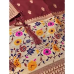 Generic Women's Banarasi Silk Printed Unstitched Salwar Suit Material With Dupatta (Maroon, 3Mtrs) - Image 2