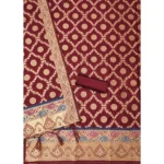 Generic Women's Banarasi Silk Printed Unstitched Salwar Suit Material With Dupatta (Maroon, 3Mtrs) - Image 3