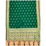 Generic Women's Banarasi Silk Printed Unstitched Salwar Suit Material With Dupatta (Bottle Green, 3Mtrs) - Image 2