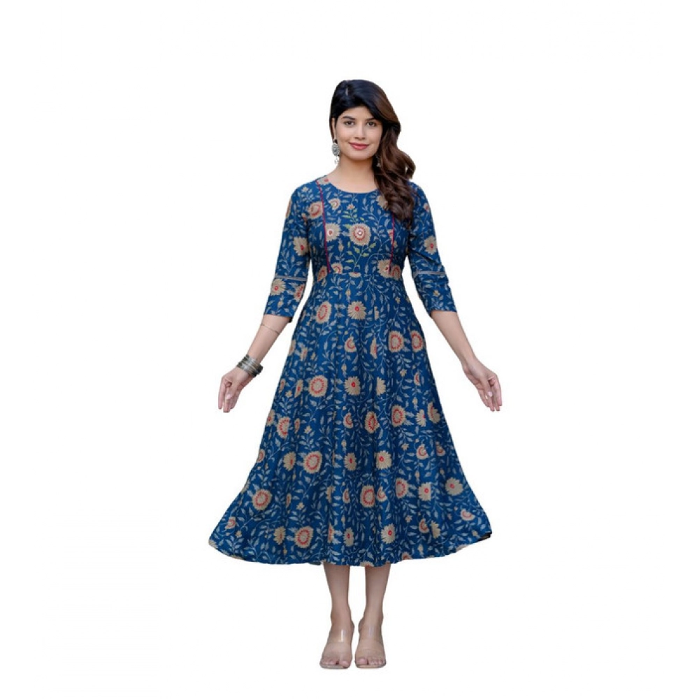 63073-1000x1000-1.webp Generic Women's Rayon Print With Embroidery Work A-Line Kurti (Navy Blue) - Image 1