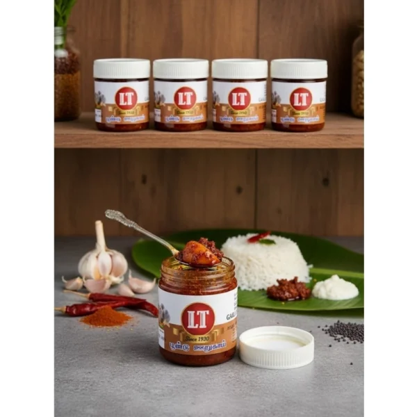 Generic Pack of_5 100GM LT Garlic Pickle Traditional Digestive Side Dish (Red)