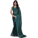 Generic Women's Jimmy choo Embellished Bollywood Saree With Unstitched Blouse 5.5Mtr (Green)