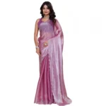 Generic Women's Jimmy choo Embellished Bollywood Saree With Unstitched Blouse 5.5Mtr (Magenta) - Image 2