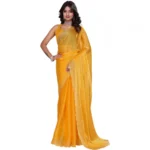Generic Women's Jimmy choo Embellished Bollywood Saree With Unstitched Blouse 5.5Mtr (Mustard) - Image 2