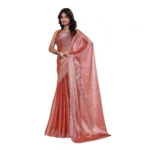 Generic Women's Jimmy choo Embellished Bollywood Saree With Unstitched Blouse 5.5Mtr (Orange)