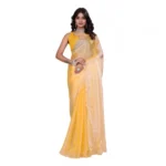 Generic Women's Tissue Pure Silk Embellished Bollywood Saree With Unstitched Blouse 5.5Mtr (Yellow)