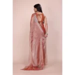 Generic Women's Jimmy choo Embellished Bollywood Saree With Unstitched Blouse 5.5Mtr (Orange) - Image 2