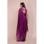 Generic Women's Jimmy choo Embellished Bollywood Saree With Unstitched Blouse 5.5Mtr (Purple) - Image 2
