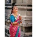 Generic Women's Litchi silk Printed Saree With Unstitched Blouse (Pink) - Image 2